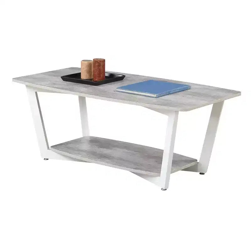 Graystone Coffee Table with Lower Shelf – MDF Top, Wood Composite Frame