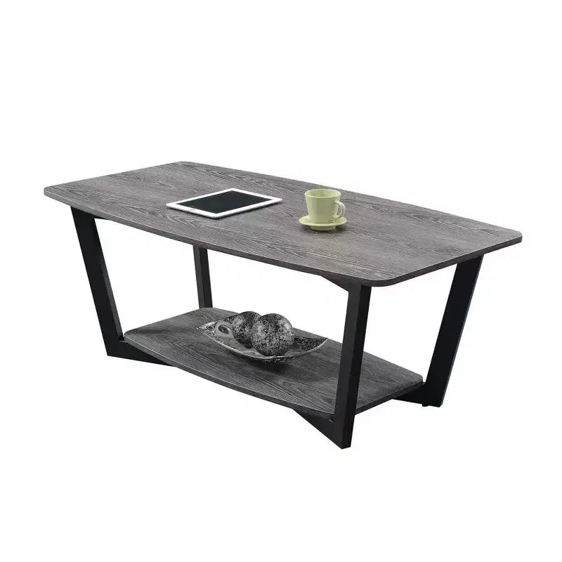 Graystone Coffee Table with Lower Shelf – MDF Top, Wood Composite Frame