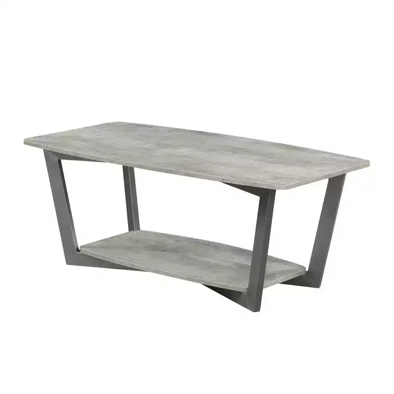Graystone Coffee Table with Lower Shelf – MDF Top, Wood Composite Frame