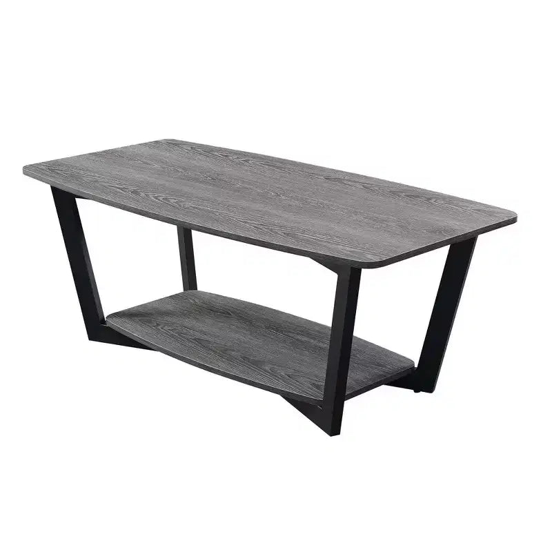 Graystone Coffee Table with Lower Shelf – MDF Top, Wood Composite Frame