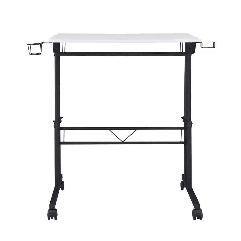 Rolling Writing Desk with Height-Adjustable Desktop & Moveable Shelf – Industrial Style