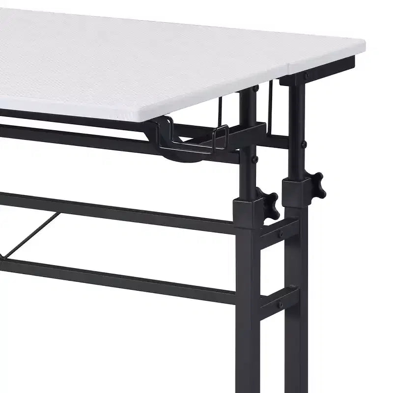 Rolling Writing Desk with Height-Adjustable Desktop & Moveable Shelf – Industrial Style