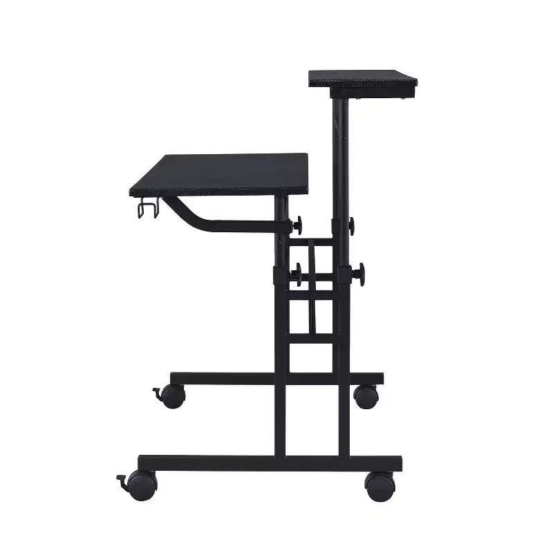 Rolling Writing Desk with Height-Adjustable Desktop & Moveable Shelf – Industrial Style