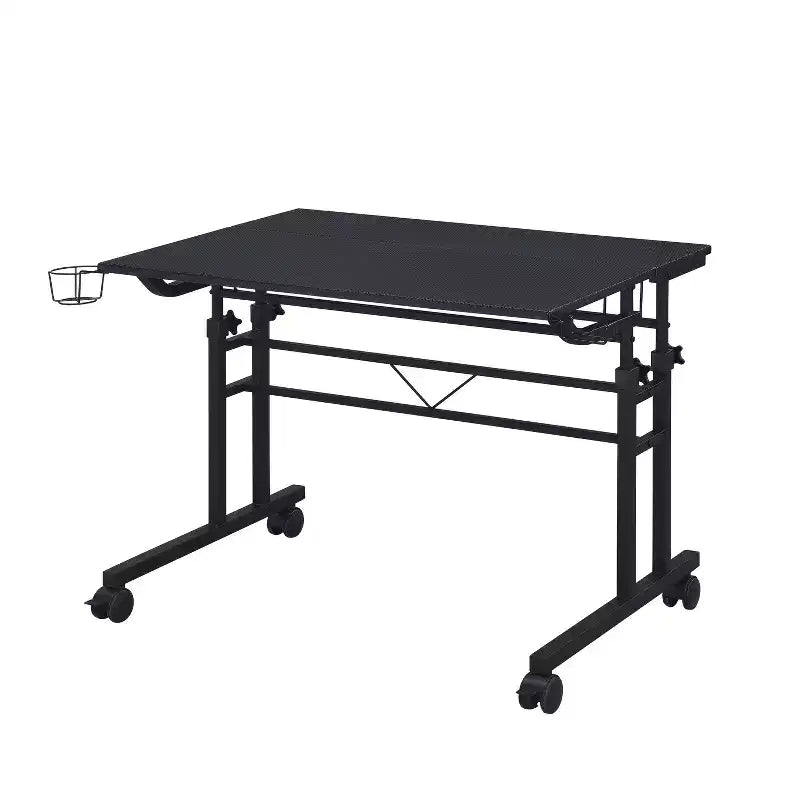 Rolling Writing Desk with Height-Adjustable Desktop & Moveable Shelf – Industrial Style