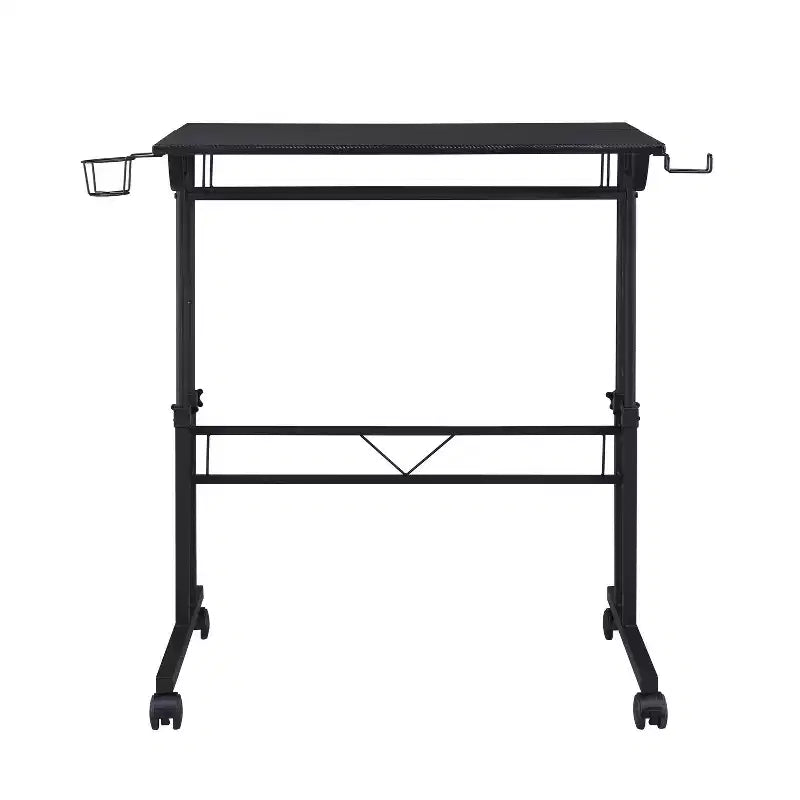 Rolling Writing Desk with Height-Adjustable Desktop & Moveable Shelf – Industrial Style
