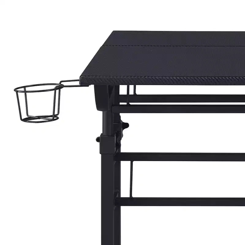 Rolling Writing Desk with Height-Adjustable Desktop & Moveable Shelf – Industrial Style