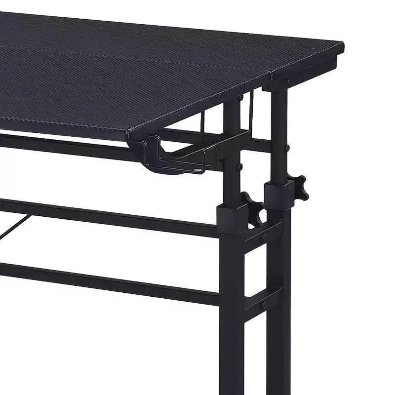 Rolling Writing Desk with Height-Adjustable Desktop & Moveable Shelf – Industrial Style