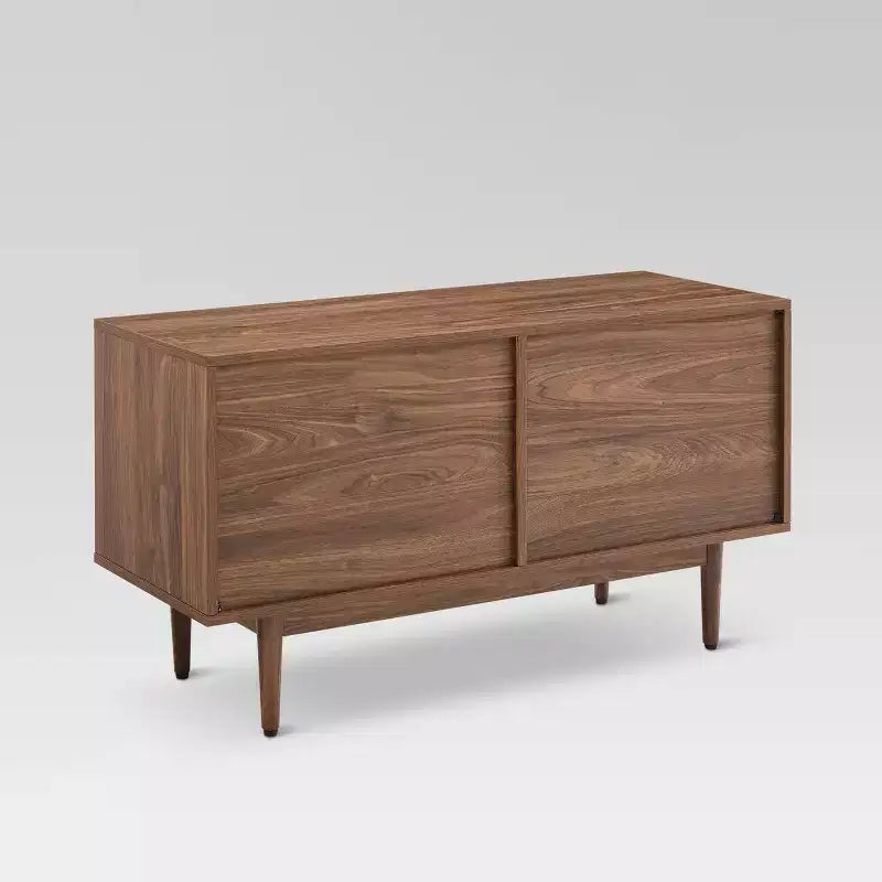 Medium Record Storage Console Cabinet – MDF & Veneer, Rubberwood Legs