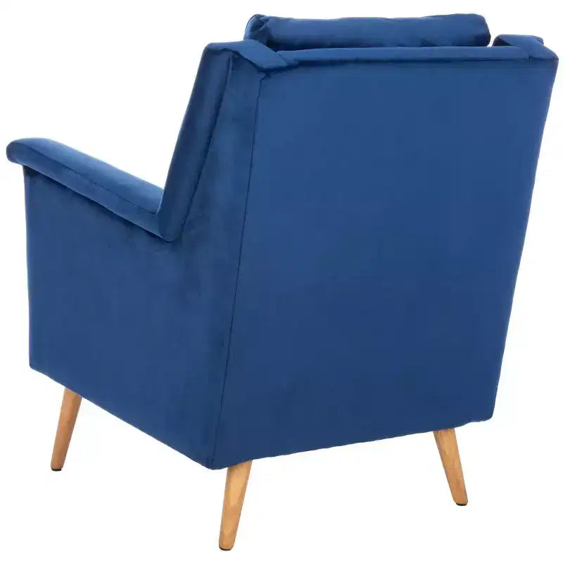 Astrid Mid-Century Arm Chair – Navy Velvet, Wood & Metal Frame, 275 lb Capacity