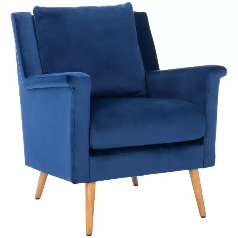 Astrid Mid-Century Arm Chair – Navy Velvet, Wood & Metal Frame, 275 lb Capacity