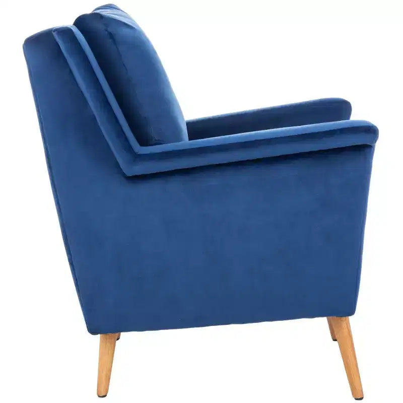 Astrid Mid-Century Arm Chair – Navy Velvet, Wood & Metal Frame, 275 lb Capacity