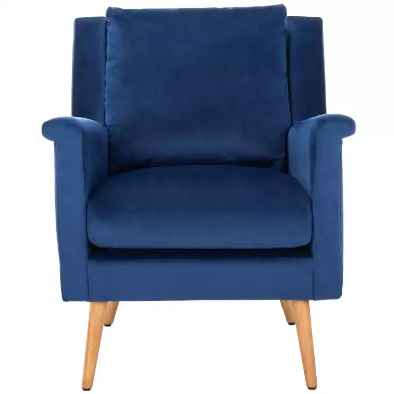 Astrid Mid-Century Arm Chair – Navy Velvet, Wood & Metal Frame, 275 lb Capacity