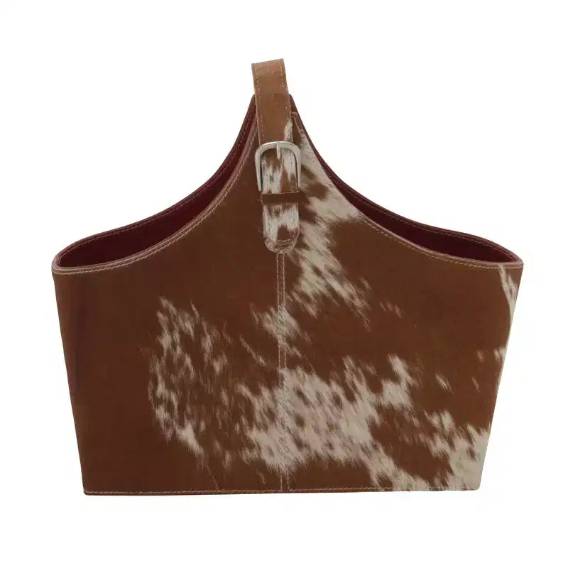 14"x16" Traditional Leather Magazine Holder with Belt Strap Handle