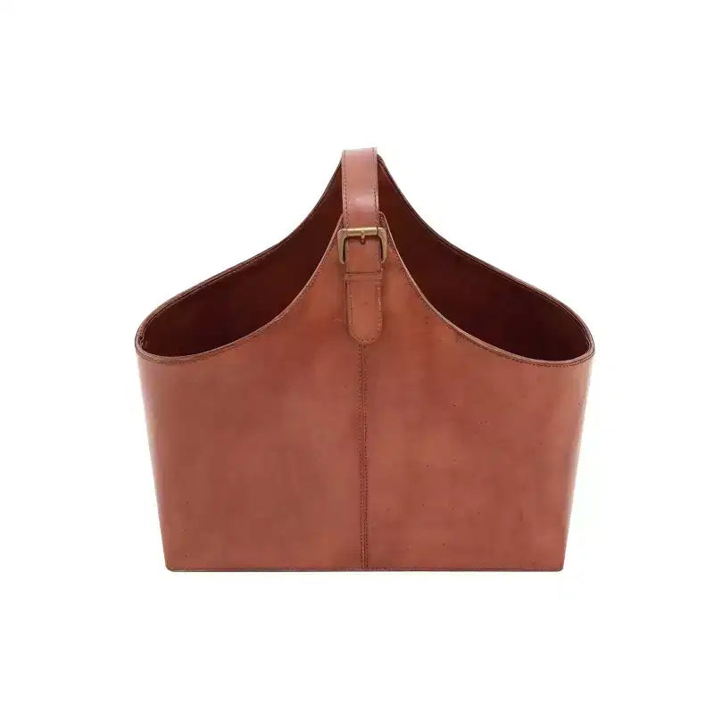 14"x16" Traditional Leather Magazine Holder with Belt Strap Handle