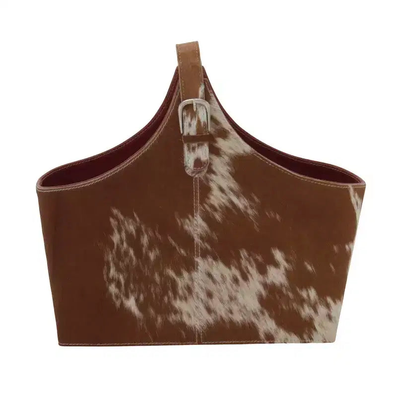 14"x16" Traditional Leather Magazine Holder with Belt Strap Handle