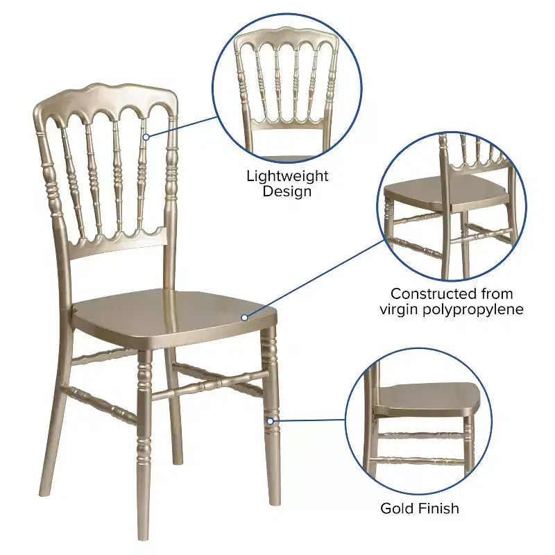 Resin Stacking Napoleon Chair – 800 lb Capacity, Indoor/Outdoor, Lightweight