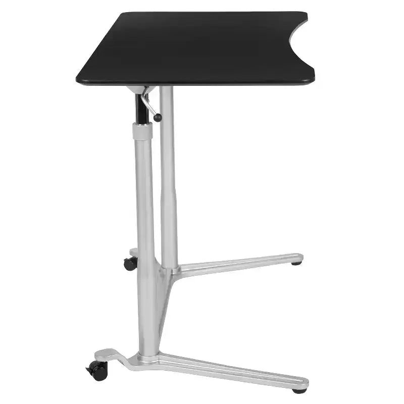 Sit-Stand Ergonomic Computer Desk with Pneumatic Height Adjustment & Locking Casters