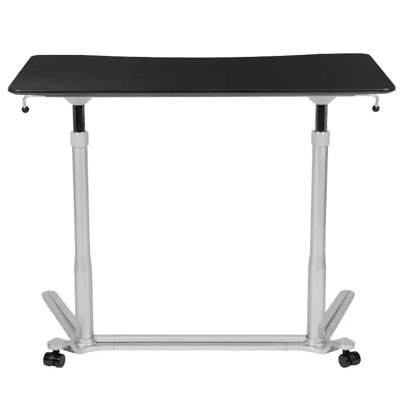 Sit-Stand Ergonomic Computer Desk with Pneumatic Height Adjustment & Locking Casters