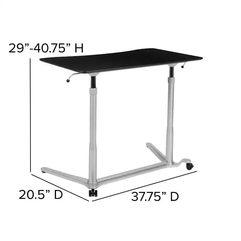 Sit-Stand Ergonomic Computer Desk with Pneumatic Height Adjustment & Locking Casters