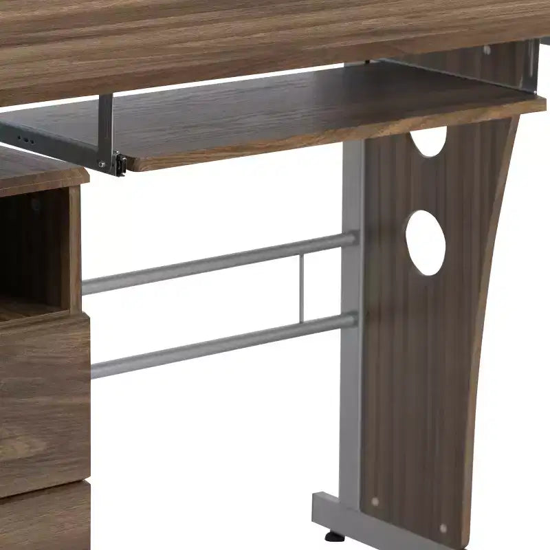 Executive Desk with 3-Drawer Pedestal & Pull-Out Keyboard Tray – Metal Frame