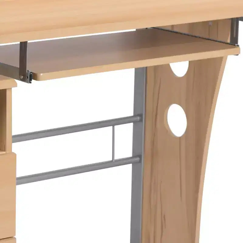 Executive Desk with 3-Drawer Pedestal & Pull-Out Keyboard Tray – Metal Frame