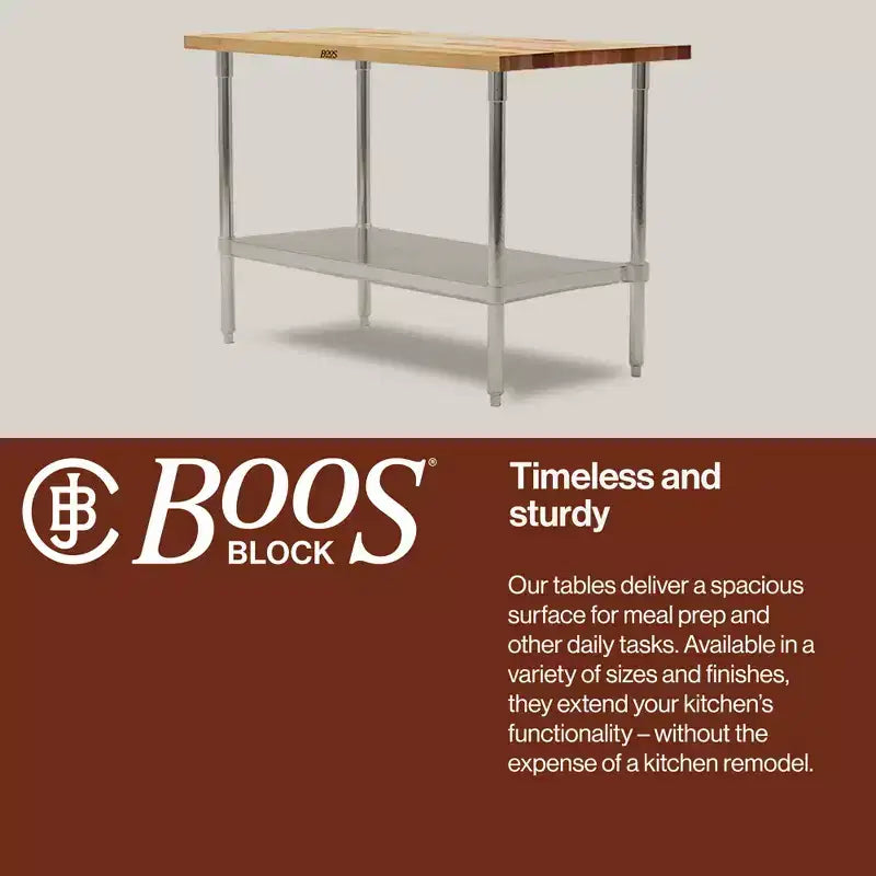48"x30" Maple Wood Top Work Table with Adjustable Lower Shelf – NSF Approved