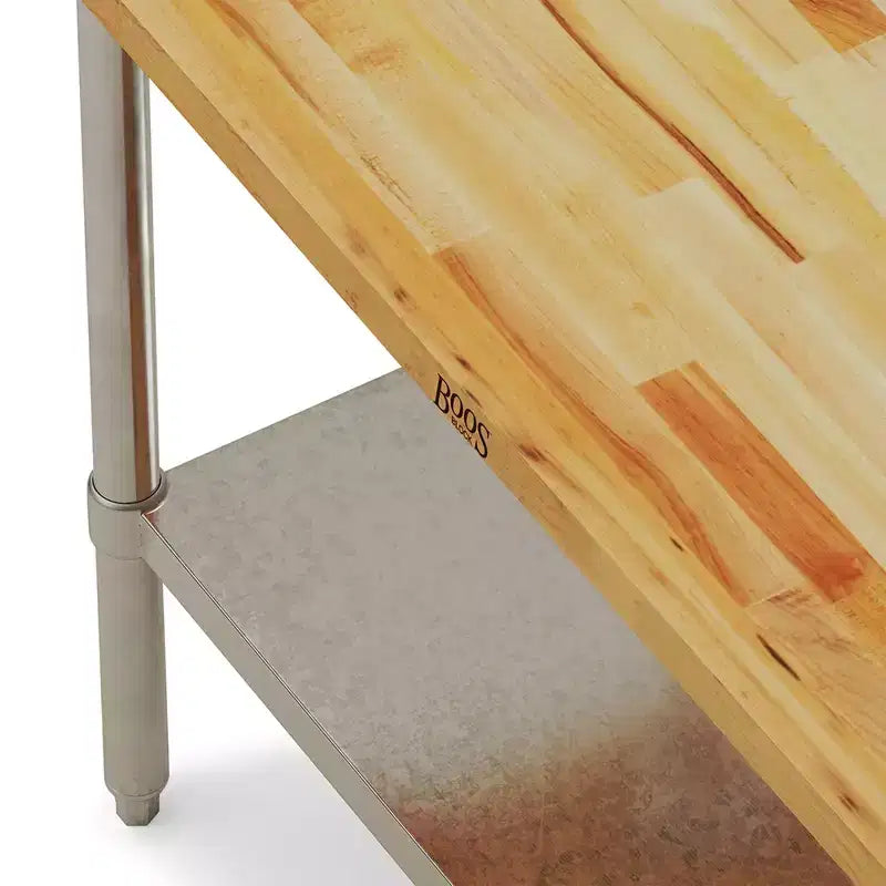 48"x30" Maple Wood Top Work Table with Adjustable Lower Shelf – NSF Approved
