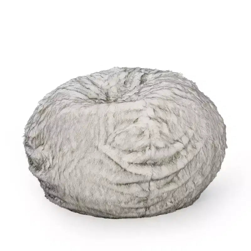 52" Modern Glam Short Faux Fur Bean Bag Chair – Indoor Lounge Seating