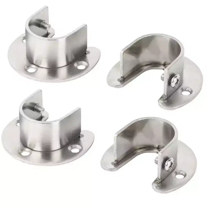 Unique Bargains Stainless Steel Closet Rod Bracket Silver Tone 1.1 Dia Silver Tone 4 Pcs