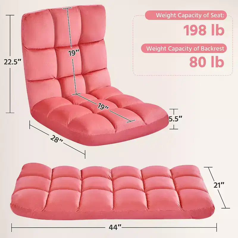 Fauteuil de sol pliant avec dossier – 14 positions, capacité de 90 kg