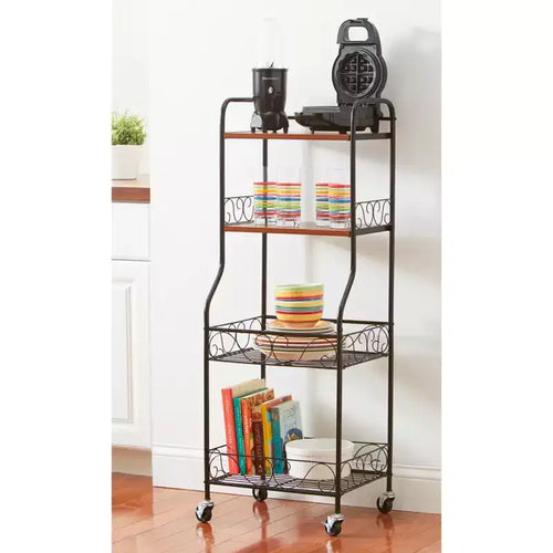 Étagère de rangement roulante à 4 niveaux avec tablettes et paniers