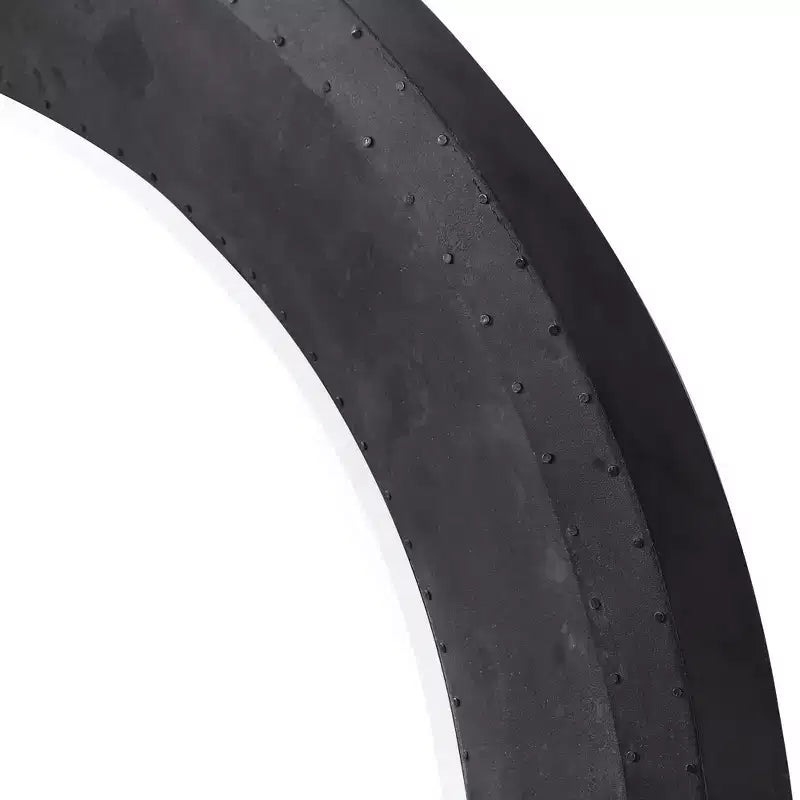 Miroir mural rond surdimensionné de 102 cm – Cadre industriel gris foncé, Verre biseauté