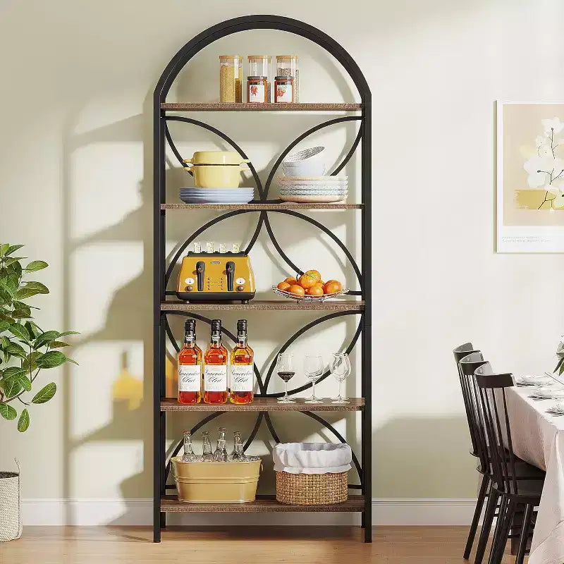Étagère ouverte arquée à 5 niveaux 190 cm – Meuble de rangement à cadre métallique