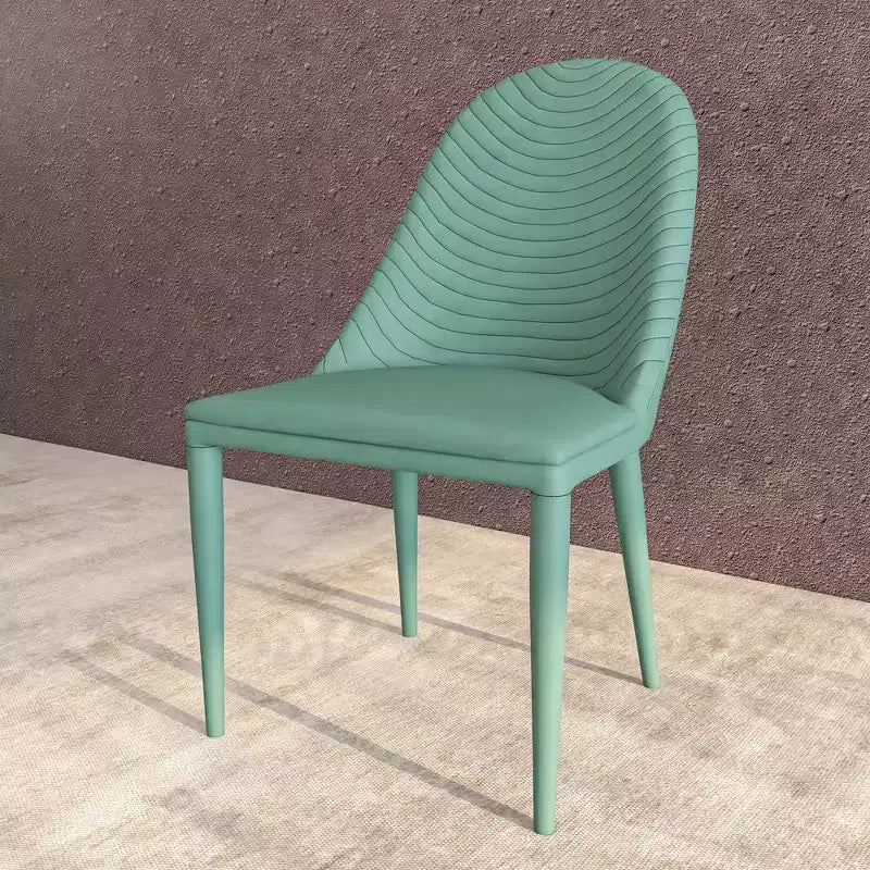 Chaise de salle à manger moderne sans accoudoirs – Similicuir rembourré avec piètement en métal
