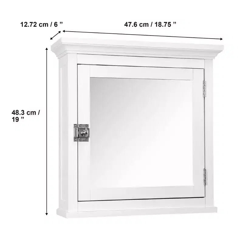 Armoire à pharmacie murale en bois avec porte-miroir, Blanc