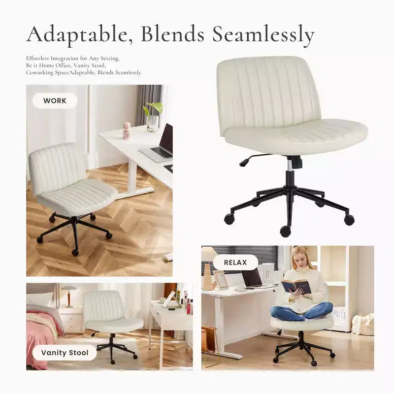 Chaise de bureau à roulettes - Beige