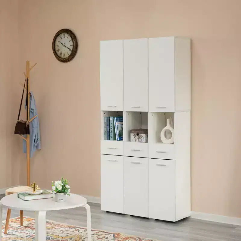 Meuble d'angle de 181,6 cm avec 2 portes et 1 tiroir – Tour de rangement pour salle de bain, salon et cuisine
