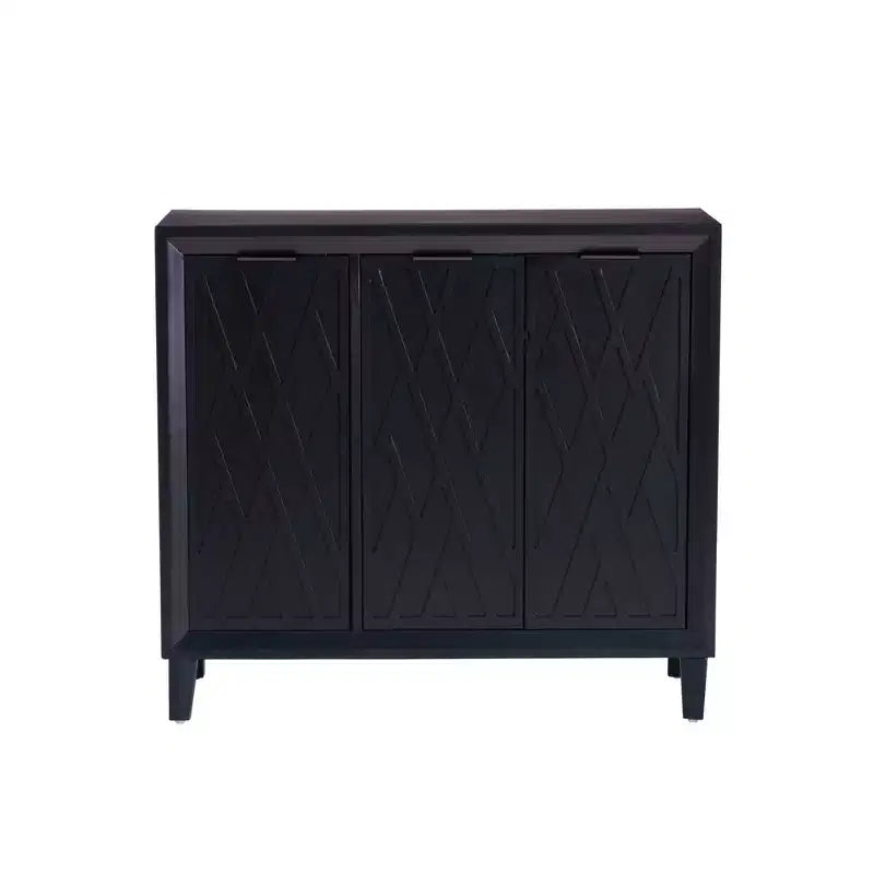 Meuble d'appoint en bois massif avec 3 portes et 2 étagères réglables