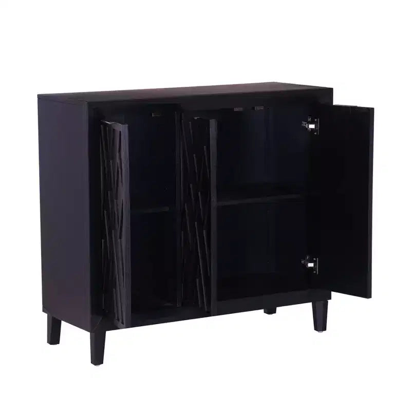 Meuble d'appoint en bois massif avec 3 portes et 2 étagères réglables