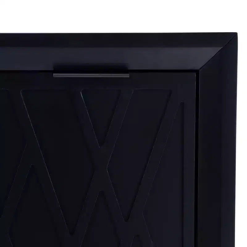 Meuble d'appoint en bois massif avec 3 portes et 2 étagères réglables