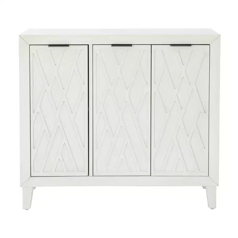 Meuble d'appoint en bois massif avec 3 portes et 2 étagères réglables