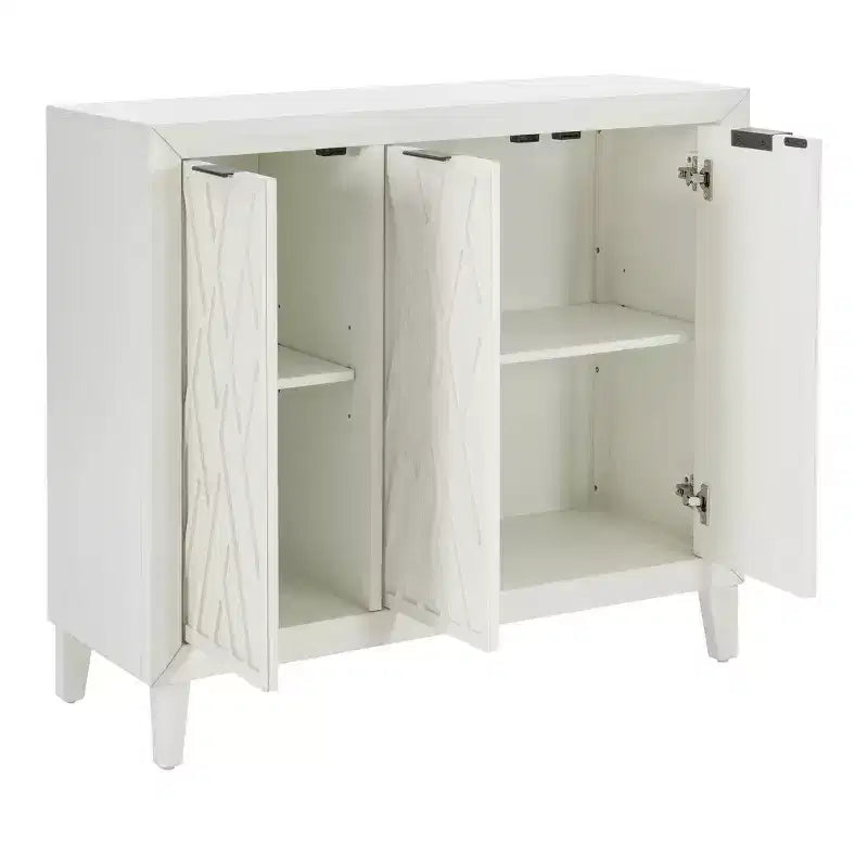 Meuble d'appoint en bois massif avec 3 portes et 2 étagères réglables