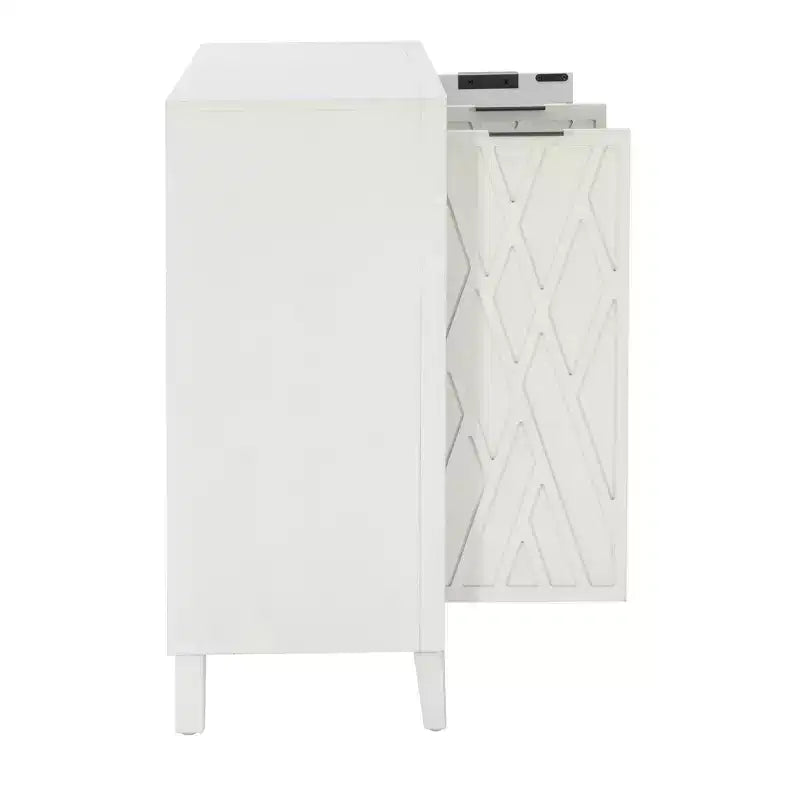 Meuble d'appoint en bois massif avec 3 portes et 2 étagères réglables