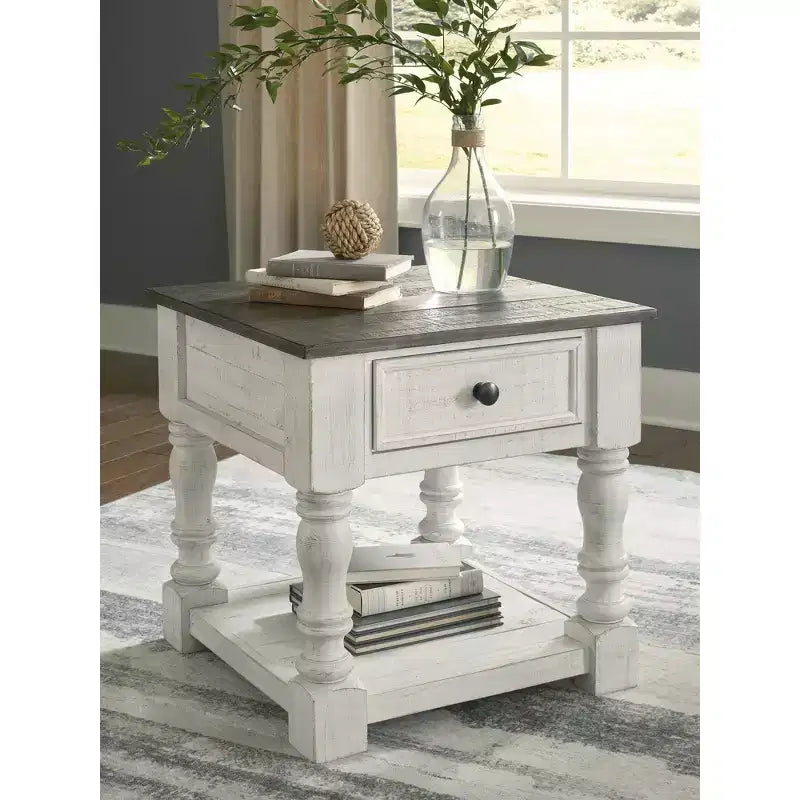 Table d'appoint carrée Blanc/Gris