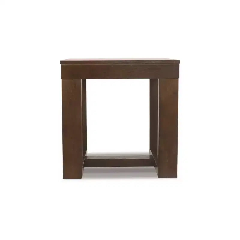 Table d'appoint carrée contemporaine marron foncé – Style Mid-Century