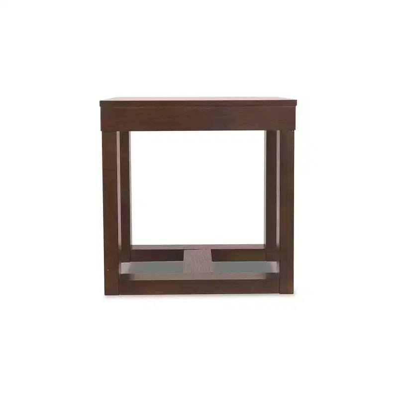 Table d'appoint carrée contemporaine marron foncé – Style Mid-Century