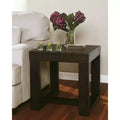 Table d'appoint carrée contemporaine marron foncé – Style Mid-Century