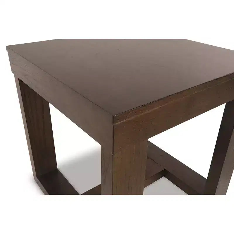 Table d'appoint carrée contemporaine marron foncé – Style Mid-Century