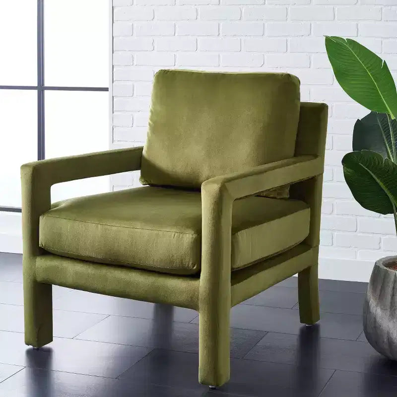 Fauteuil d'appoint - Rembourré en velours avec cadre en bois