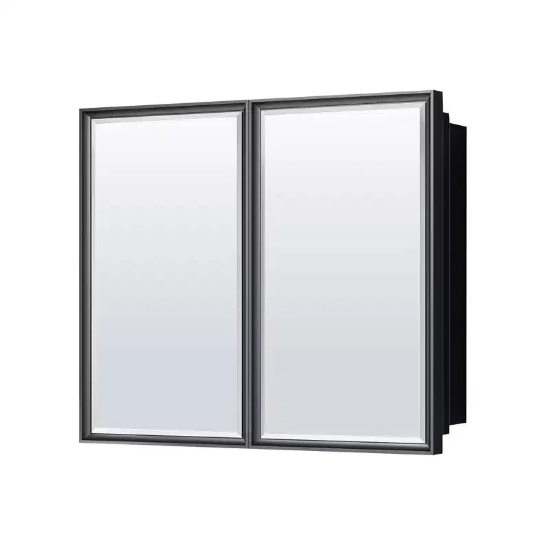 Armoire à pharmacie avec miroir encastrée/en saillie à cadre métallique de 36 po L x 32 po H - Noir